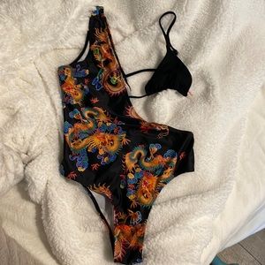 Shein one piece dragon bathing suit